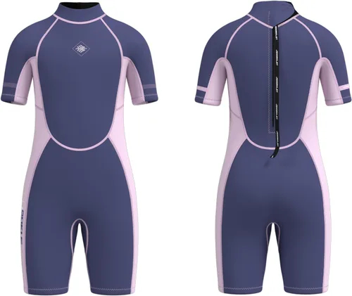 Miniatura 6 de Traje de neopreno para niños y niñas, con cremallera trasera de 0.118 pulgadas (0.118 in) de neopreno que mantiene el calor en agua fría para nadar