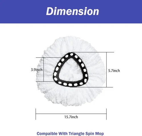 Miniatura 3 de Cabezal de repuesto para trapeador giratorio, paquete de 6 repuestos compatibles con trapeadores giratorios Ocedar triangular, repuesto de mopa