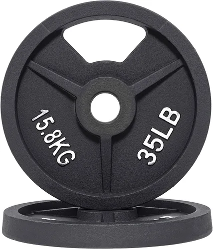 Miniatura 8 de Fitvids Placa de pesas olímpica de 2 pulgadas y de hierro fundido estándar de 1 pulgada para entrenamiento de fuerza y levantamiento de pesas