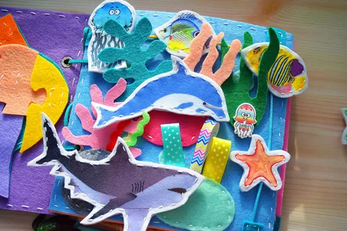 Miniatura 4 de Ocean Busy Book with Magnetic Aea Animals - 8 Pages - Quiet Toy Kids Toddler Activity Educational Travel Felt Montessori Fine Motor Skills