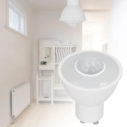 Miniatura 4 de Greensen Bombilla LED GU10 con detector de movimiento infrarrojo, bombilla blanca cálida de 5 W 500LM para pasillo de techo, iluminación
