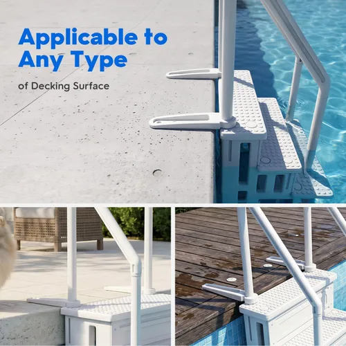 Miniatura 8 de XtremepowerUS Escalera de piscina sobre el suelo y sistema de 4 escalones con pasamanos, escalera de entrada resistente para acceso de terraza a