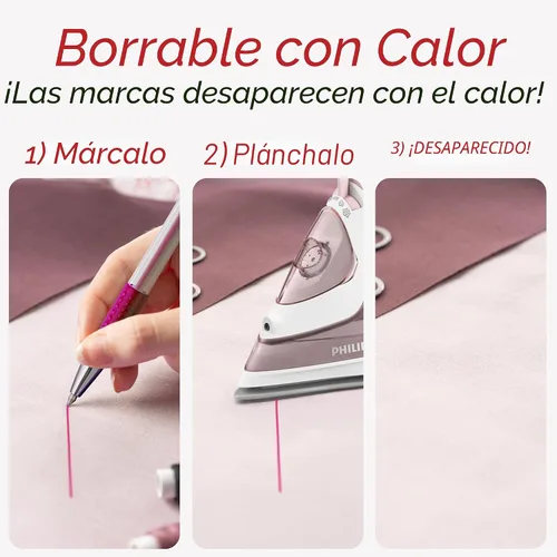 Miniatura 2 de Lange & König Bolígrafos de Marcado de Tela Borrables con Calor para Costura - 4 Bolígrafos + 8 Repuestos - Suministros de Costura Suministros
