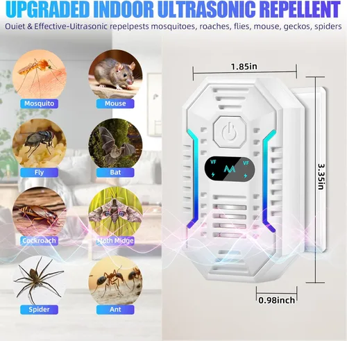 Miniatura 2 de Paquete de 6 repelentes ultrasónicos de plagas mejorados, repelente de insectos para interiores, control eficaz de plagas, repelente ultrasónico