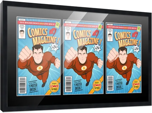 Miniatura 102 de Poster Palooza Marco de cómic con paspartú para 1 cómic de la Edad de Bronce publicado entre 1970 y 1985, marco de cómic negro para cómic de 7.25 x