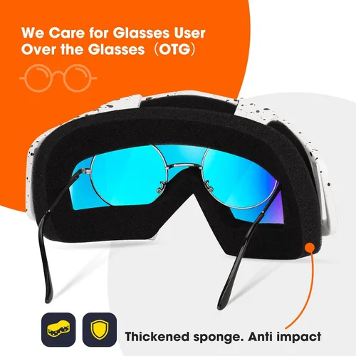 Miniatura 3 de Braylin Gafas de esquí para adultos, paquete de 2 gafas de snowboard para jóvenes, adolescentes, hombres y mujeres, gafas de moto de nieve de visión