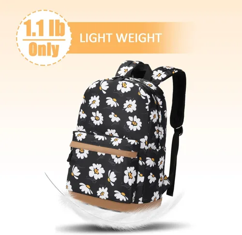 Miniatura 8 de Mochila escolar de 3 juegos, Pequeña margarita negra, Mediana, Mochilas Daypack