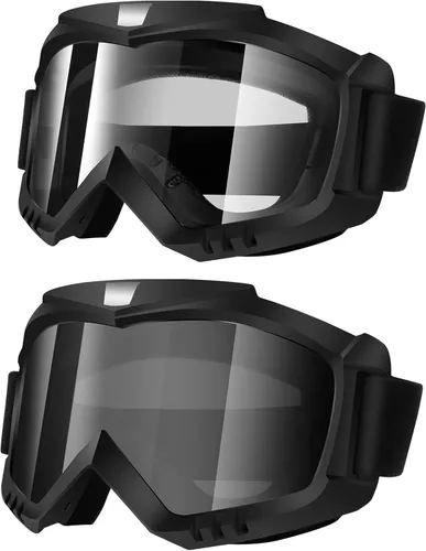 Miniatura 5 de Paquete de 2 gafas de motocross – Motocicleta, ATV, equitación, esquí, resistente al viento gafas de carreras Colorido + transparente