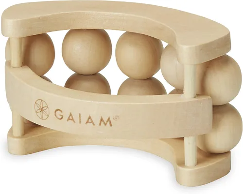 Gaiam Rodillo de Bola de Masaje Relax – Masajeador de Cuerpo Total de Madera Portátil para Espalda, Cuello, Pie, Pantorrilla, Pierna, Brazo |