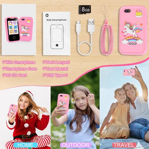 Miniatura 7 de Teléfono Inteligente para Niñas, Regalo de Navidad y Cumpleaños para Niñas de 3-8 Años, Teléfono de Juguete para Niños, Teléfono Celular de Juguete