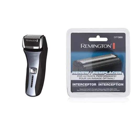 Remington Paquete de afeitado definitivo para hombre: maquinilla de afeitar eléctrica para hombre con una pantalla de repuesto adicional y 2