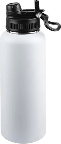 Miniatura 58 de Botella de agua aislada de 22 onzas, tapa 2 en 1 a prueba de fugas (sorbo/pajilla) + asa, botella de acero inoxidable para deportes, viajes, trabajo