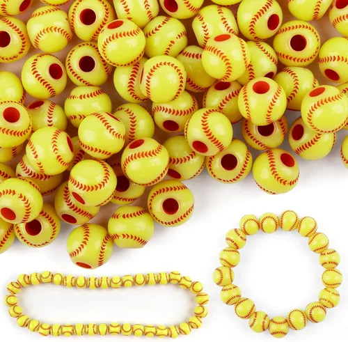 Miniatura 11 de AUEAR, 50 piezas de cuentas de béisbol de 12 mm para hacer joyas deportivas, collar, pulsera, decoración artesanal, accesorios