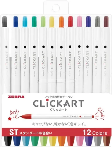 Miniatura 10 de Zebra Clickart - Bolígrafo a base de agua Calm Dark 12 colores, Wyss22-12Cdk Blanco