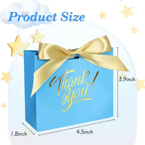 Miniatura 4 de Paquete de 60 pequeñas bolsas de regalo de agradecimiento, 4.5 x 1.8 x 3.9 pulgadas, cajas de regalo de fiesta con cinta de lazo, pequeñas bolsas