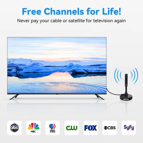 Miniatura 4 de Chaowei Antena digital HDTV con base magnética, cable coaxial HDTV de 16.5 pies, antena de TV portátil para interiores y exteriores para 4K 1080p