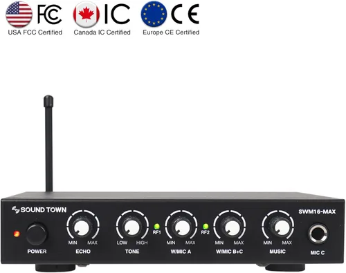 Miniatura 2 de Sound Town Sistema mezclador de karaoke con micrófono inalámbrico con canal de retorno de audio HD, óptico (Toslink), AUX, compatible con Smart TV