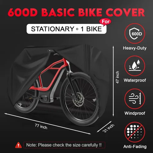 Miniatura 2 de Zettum Funda de bicicleta para 1 bicicleta, 600D, para almacenamiento al aire libre, impermeable y resistente, funda de bicicleta para bicicleta