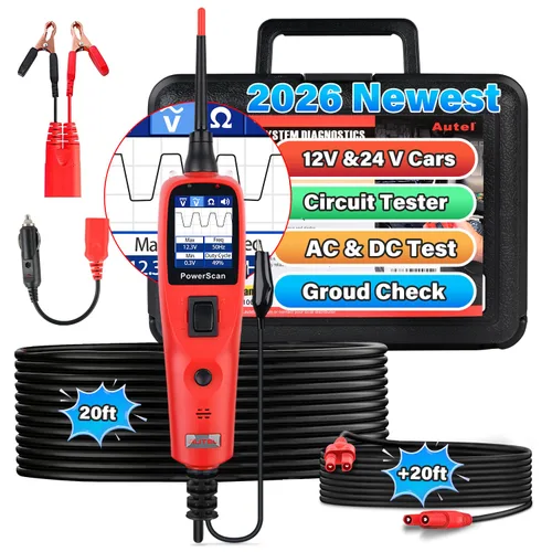 Autel PowerScan PS100 - Probador de circuito automotriz 2.0, herramienta de sonda de circuito de alimentación de 12-24 V, buscador de circuito