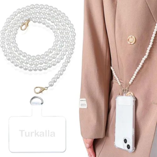 Miniatura 10 de Cordón de cadena cruzada para teléfono celular - Correa de hombro universal de cuero+metal con parches de amarre (J)