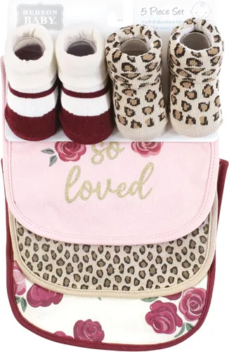 Miniatura 327 de Hudson Baby Conjunto de babero y calcetines unisex de algodón para bebé
