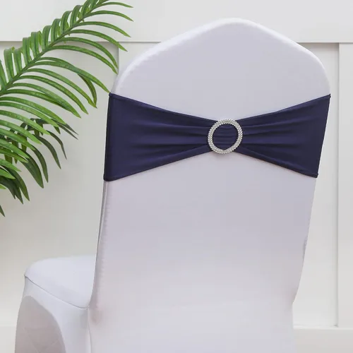 Miniatura 26 de Bandas para Sillas Azul Bebé Paquete de 100, Bandas para Sillas de Spandex Azul Claro para Boda Fiesta Cumpleaños Fundas de Sillas Plegables