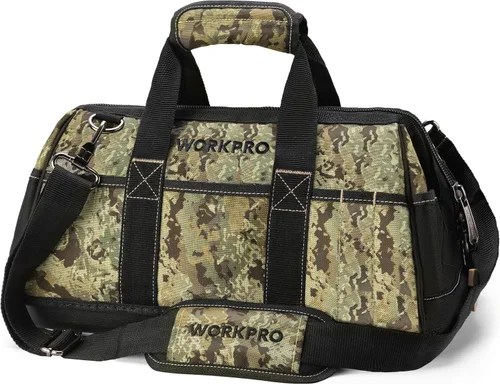 Miniatura 9 de WORKPRO - Bolso de herramientas de 16 pulgadas con abertura ancha, tela resistente con base moldeada impermeable, correa de hombro ajustable Azul