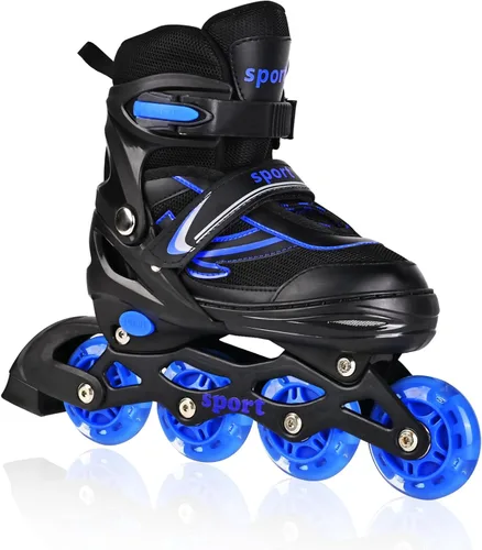 Patines en línea para niños y niñas, jóvenes y adultos, patines de ruedas ajustables para hombres y mujeres con ruedas completas iluminadas, patines