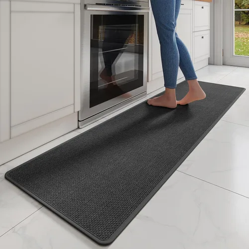 Miniatura 28 de YDKGL Tapetes de cocina para piso, alfombras de cocina súper absorbentes, antideslizantes, lavables, de lino sintético suave trenzado, alfombra