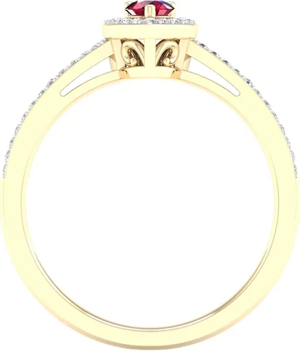 Miniatura 4 de DZON Anillo halo de oro amarillo de 10 quilates con forma de corazón de zafiro azul, esmeralda y rubí de 18 quilates TDW con forma de corazón