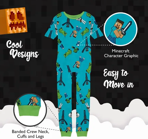 Miniatura 5 de Minecraft Boys' Big Snug Fit Cotton Pajamas
