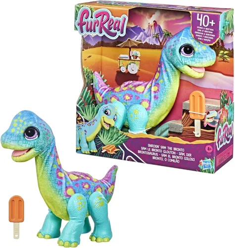Miniatura 4 de FurReal Snackin' Sam The Bronto, mascotas interactivas, más de 40 sonidos y reacciones, mascotas electrónicas, juguetes de dinosaurio de peluche