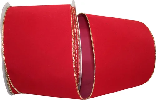 Miniatura 28 de Cinta Reliant Ribbon 92270W-957-40K Value Velvet con borde de alambre, 2-1/2 pulgadas x 50 yardas, escarlata/oro