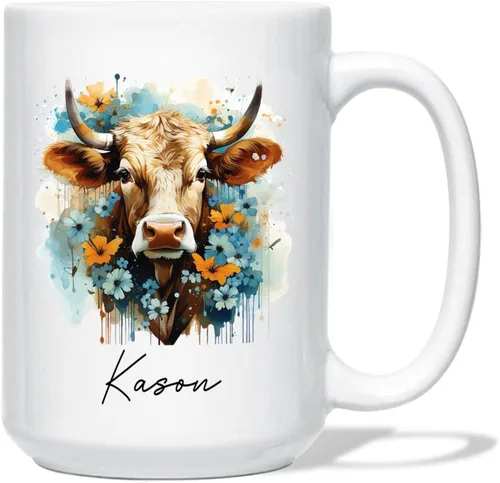 Miniatura 29 de Taza de café de oso – Regalo personalizado para amantes, taza de té de animales salvajes con flores, regalo de cerámica personalizado para amantes