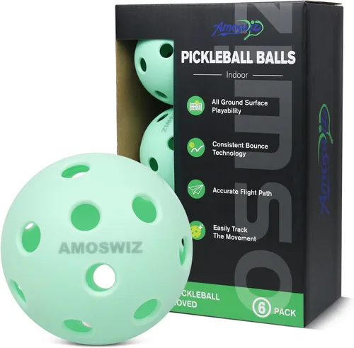 Miniatura 10 de Indoor Pickleball Balls, 6/12 Pack of 26 Holes Pickleballs, USAPA Approved Indoor Pickleballs Set, High Visibility Durable Pickle Balls for Training
