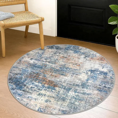 Miniatura 130 de IOHOUZE Alfombra pequeña abstracta de 2 x 3 pies, alfombra de entrada lavable para entrada interior, alfombras con respaldo de goma, alfombra gris
