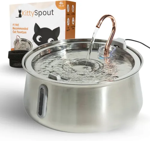 Miniatura 10 de KittySpout Fuente de Agua para Gatos de Acero Inoxidable Fuente de Beber Automática, Cuenco de Agua Circulante Silencioso, Apto para Lavavajillas