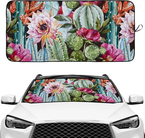 Miniatura 7 de Parasol para parabrisas de coche, SUV, camión, plegable, con diseño de bayas rosadas, fresas, fresas, reflectores, rayos UV, para ventana delantera