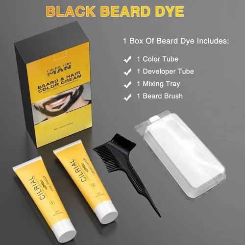Miniatura 3 de Tinte para barba para hombres, colorante de barba para hombres, tinte negro para bigote y barba para hombres, 3 piezas de tinte de barba para hombre