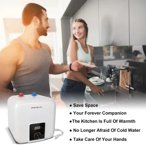 Miniatura 6 de Tanque pequeño de 110V/115v/120V 1400-1500W para debajo del fregadero, calentador de agua de 2.5 galones con almacenamiento en caliente, mini