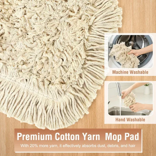 Miniatura 5 de Trapeador de polvo comercial para limpieza de suelos de madera, trapeador seco industrial resistente con 2 almohadillas de algodón de cuña