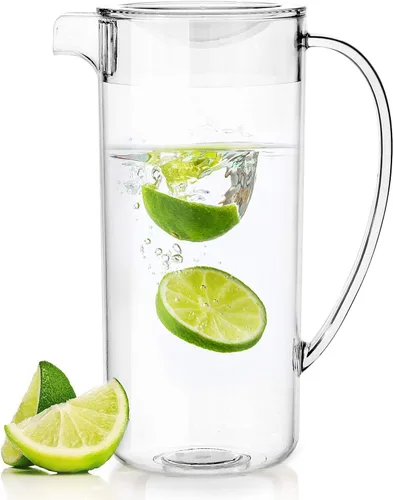 Miniatura 5 de Youngever Jarra de plástico de 2 cuartos con tapa, jarra de plástico transparente ideal para té helado, sangría, limonada (con infusor)