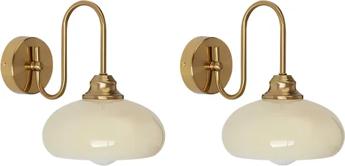 Miniatura 12 de KCO Iluminación de mediados de siglo moderna lámpara de noche montada en la pared latón dorado aplique de pared globo de vidrio tocador lámpara
