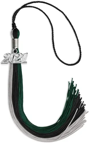 Miniatura 125 de Endea Graduation Borla de triple color con gota de fecha plateada (negro/dorado/granate, 2020)