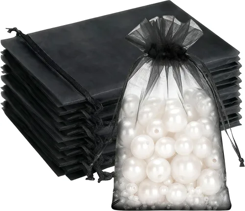 Miniatura 18 de G2PLUS Bolsas de organza con cordón de 4 x 6 pulgadas, 100 bolsas de organza azul aguamarina, bolsas de malla transparente para joyas, bolsa