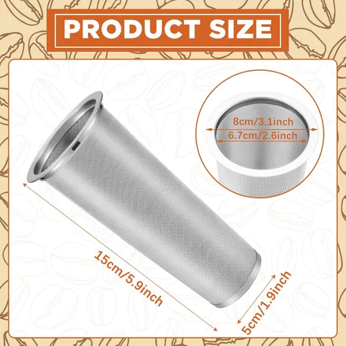 Miniatura 2 de 2 filtros de café frío de acero inoxidable, filtro de café y té, colador de malla para tarros de conservas de boca ancha, máquina de té helado
