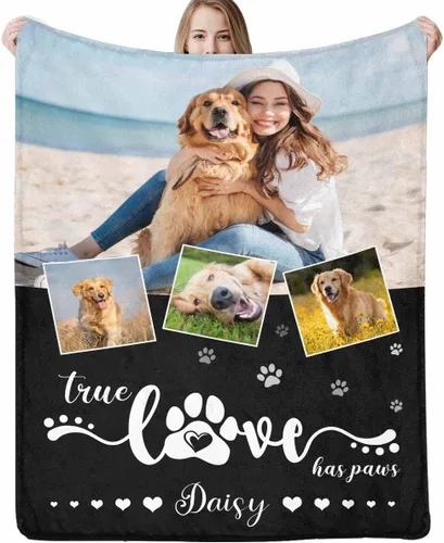 Miniatura 16 de Artsadd Manta conmemorativa personalizada para perros con fotos de perro y nombre, manta conmemorativa personalizada para mascotas, recuerdo