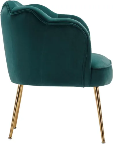 Miniatura 6 de Silla decorativa de terciopelo moderna con patas de metal, acogedora y suave, tapizada, para sala de estar, dormitorio (verde oscuro)
