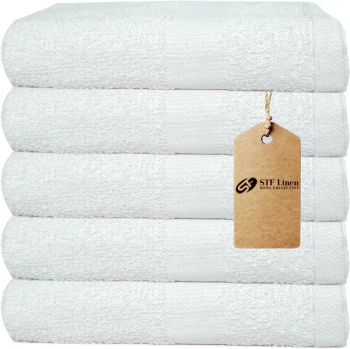 Miniatura 2 de Paquete de 24 toallas de baño de algodón blancas de 22 x 44 pulgadas, ligeras, de secado rápido, de grado comercial
