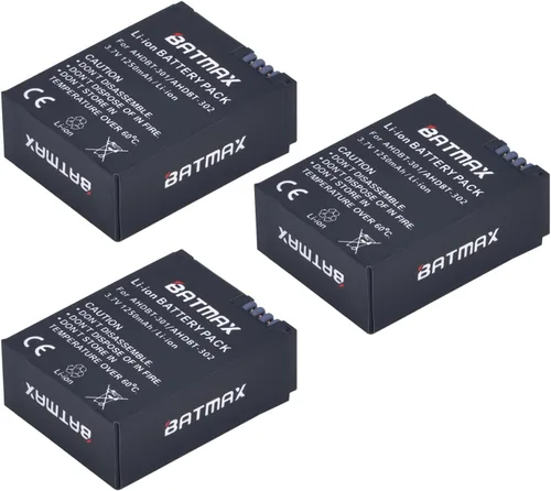 Miniatura 2 de Batmax 3 baterías AHDBT-301 de iones de litio + cargador USB LED de 3 ranuras para cámaras GoPro Hero 3, Hero 3+ GoPro AHDBT-301, AHDBT-302